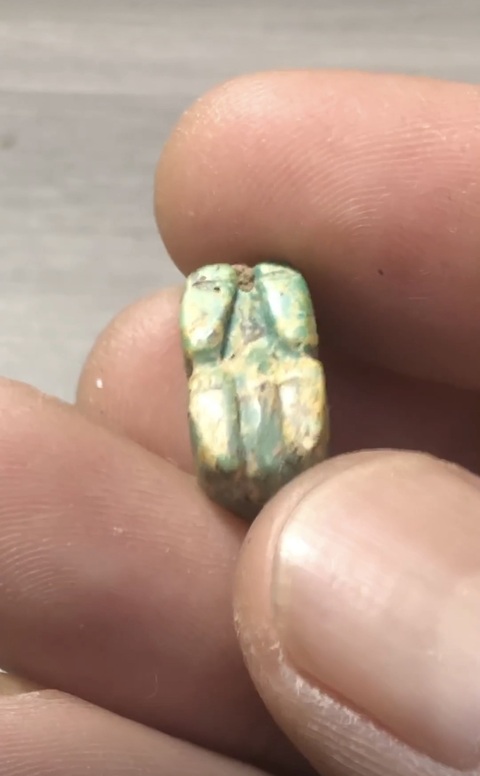 古玩玉器仿古松石虎型件真品鑒賞圖