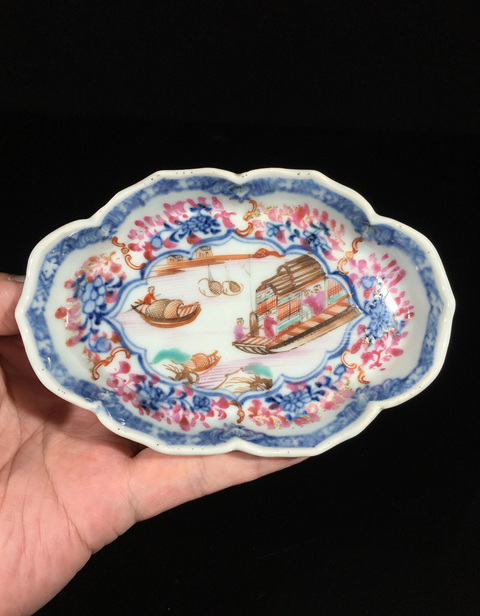 古玩陶瓷青花廣彩盤真品鑒賞圖