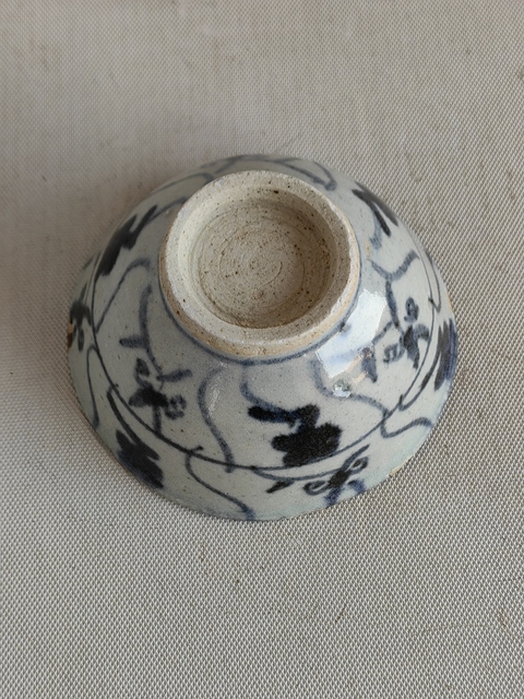 古玩陶瓷青花靈芝花卉紋茶碗拍賣,當前價格480元
