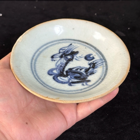 古玩陶瓷麒麟望月青花盤真品鑒賞圖