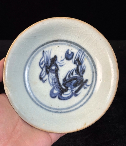 古玩陶瓷麒麟望月青花盤真品鑒賞圖