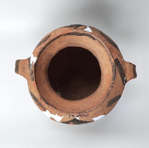 古玩陶瓷辛店文化彩繪雙耳壺真品鑒賞圖