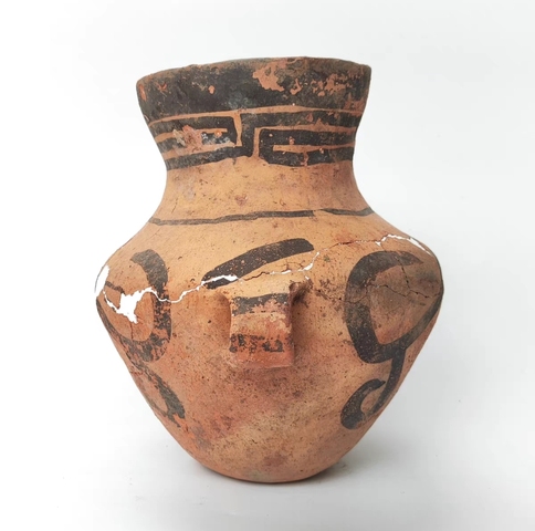 古玩陶瓷辛店文化彩繪雙耳壺真品鑒賞圖