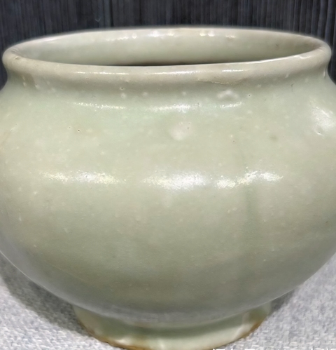 古玩陶瓷耀州窯天青釉瓜棱罐真品鑒賞圖