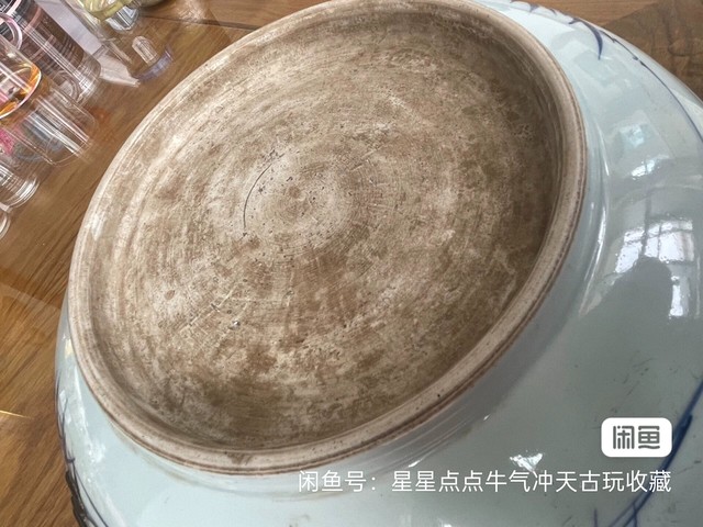 古玩陶瓷柳蔭棲馬紋青花盤真品鑒賞圖