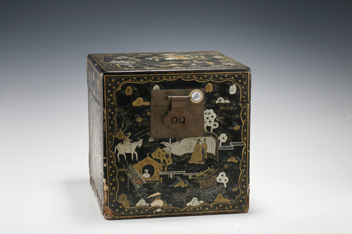 古玩陶瓷大漆描金人物故事紋首飾盒真品鑒賞圖