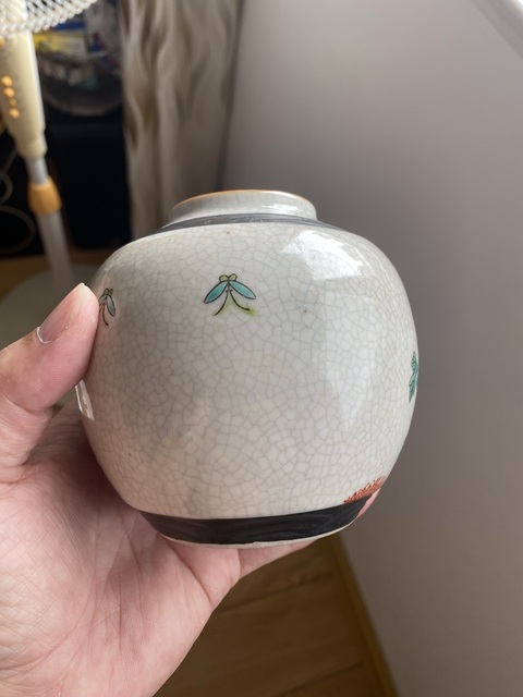 古玩陶瓷民國哥釉五彩罐真品鑒賞圖