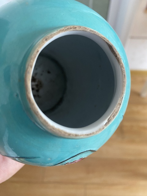 古玩陶瓷松石綠地雕瓷一路連科粉彩罐真品鑒賞圖