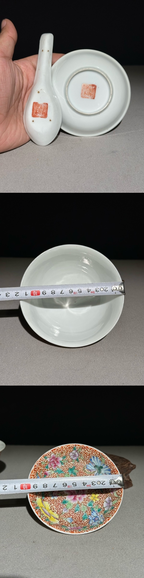 古玩陶瓷民國錦地粉彩花卉瓷一組真品鑒賞圖