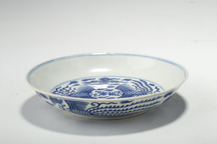 古玩陶瓷清同治·青花對(duì)頭鳳紋盤(官)真品鑒賞圖