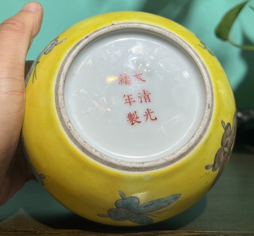 古玩陶瓷蝶紋粉彩水呈真品鑒賞圖