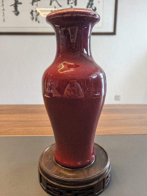 古玩陶瓷鈞紅窯變釉洗口瓶真品鑒賞圖