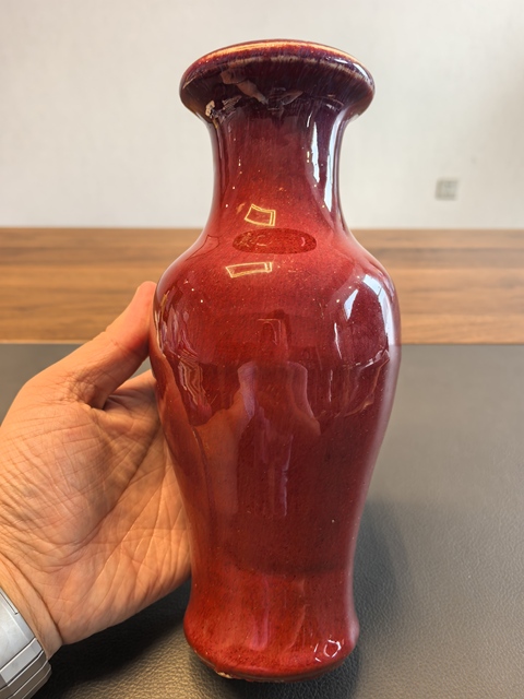 古玩陶瓷鈞紅窯變釉洗口瓶真品鑒賞圖