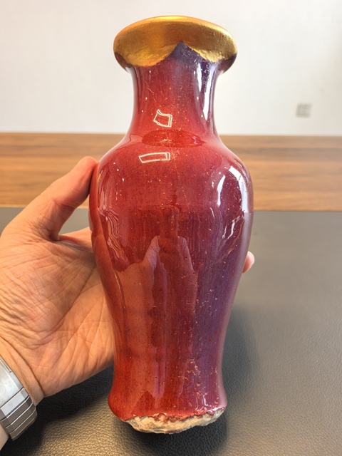 古玩陶瓷鈞紅窯變釉洗口瓶真品鑒賞圖
