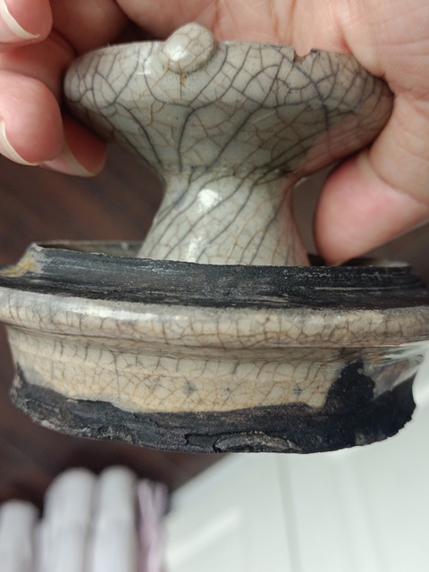 古玩陶瓷哥釉油燈真品鑒賞圖