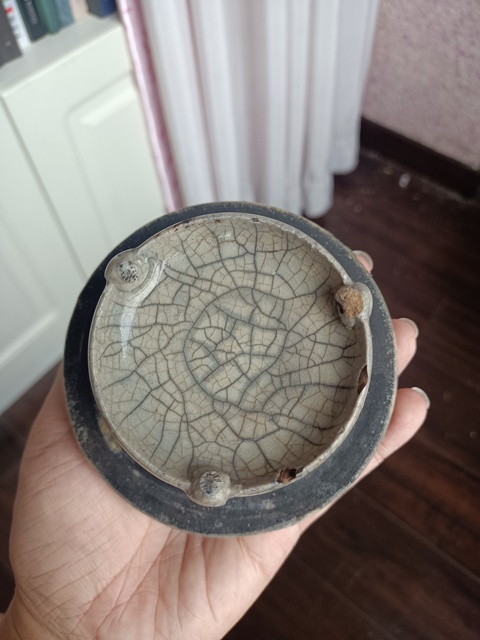 古玩陶瓷哥釉油燈真品鑒賞圖