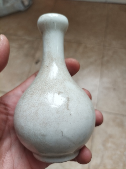 古玩陶瓷哥釉蒜頭瓶真品鑒賞圖