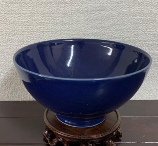 古玩陶瓷藍(lán)釉碗真品鑒賞圖
