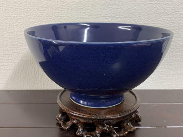 古玩陶瓷藍(lán)釉碗真品鑒賞圖
