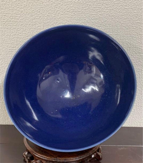 古玩陶瓷藍(lán)釉碗真品鑒賞圖