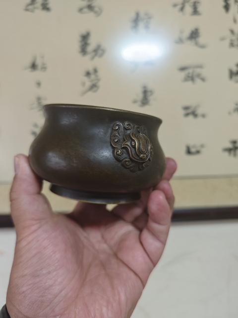 古玩銅器現(xiàn)代工藝品天雞耳簋式爐真品鑒賞圖