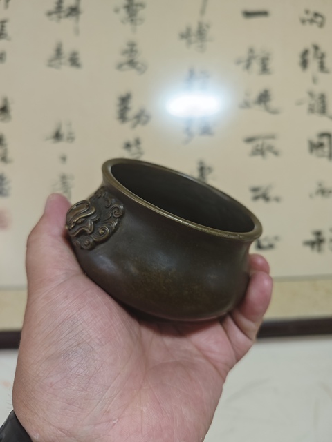 古玩銅器現(xiàn)代工藝品天雞耳簋式爐真品鑒賞圖