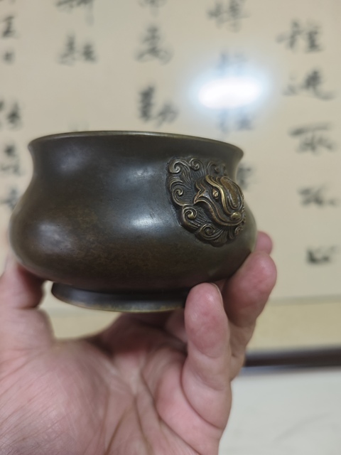 古玩銅器現(xiàn)代工藝品天雞耳簋式爐真品鑒賞圖
