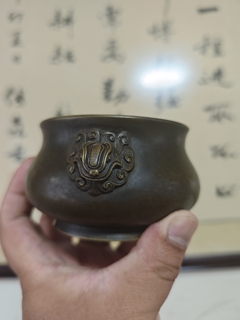 古玩銅器現(xiàn)代工藝品天雞耳簋式爐真品鑒賞圖