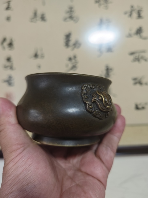 古玩銅器現(xiàn)代工藝品天雞耳簋式爐真品鑒賞圖