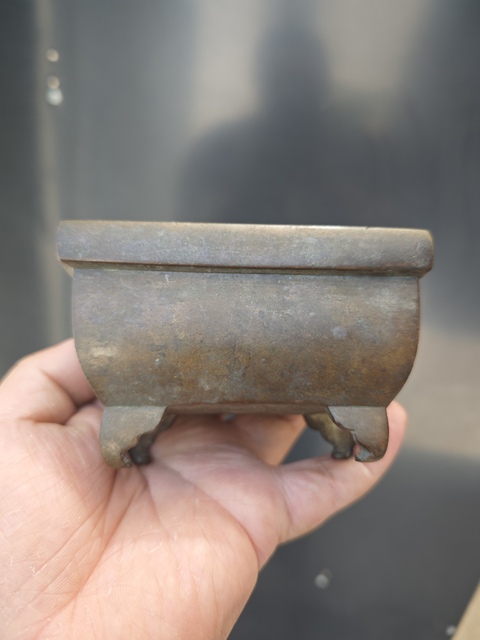 古玩銅器銅爐 方馬槽爐真品鑒賞圖
