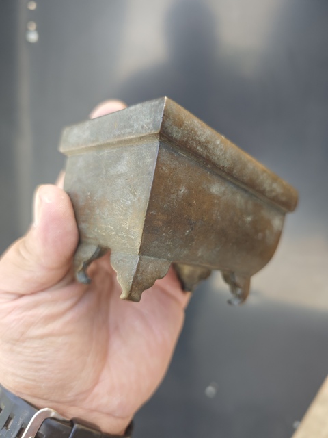 古玩銅器銅爐 方馬槽爐真品鑒賞圖