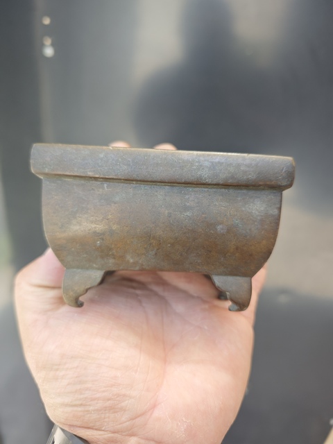 古玩銅器銅爐 方馬槽爐真品鑒賞圖