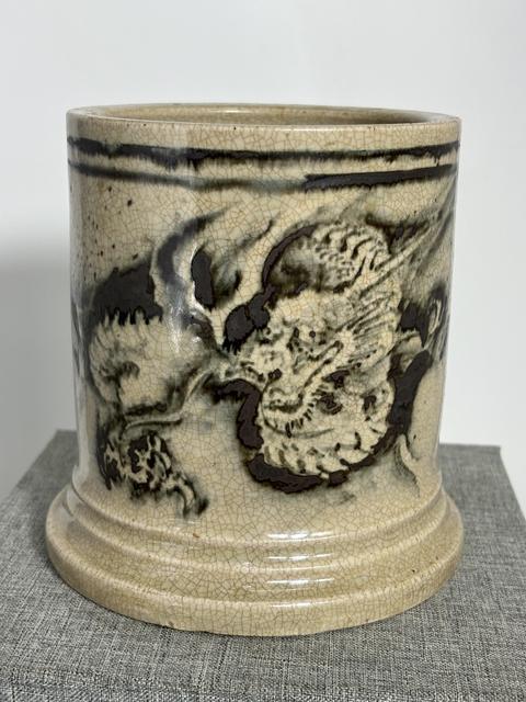 古玩陶瓷龍紋青花筆筒真品鑒賞圖