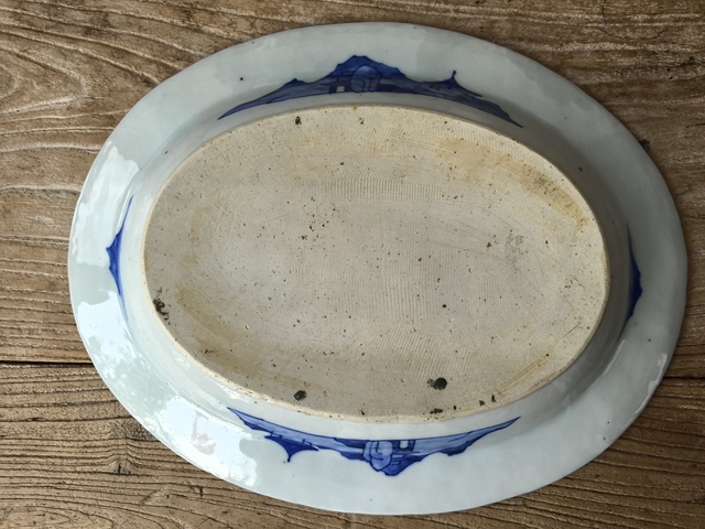 古玩陶瓷青花狩獵圖折沿盤真品鑒賞圖