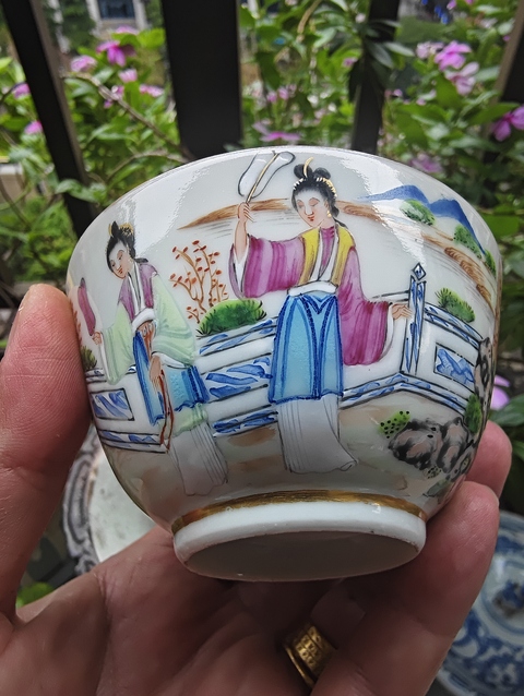 古玩陶瓷咸豐廣彩茶圓真品鑒賞圖
