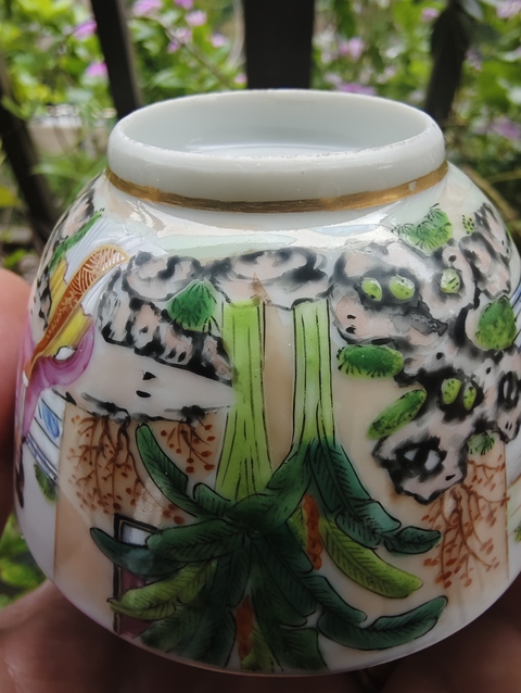 古玩陶瓷咸豐廣彩茶圓真品鑒賞圖