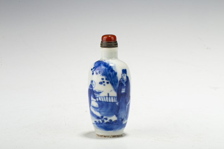 古玩陶瓷清光緒·青花人物故事紋鼻煙壺真品鑒賞圖