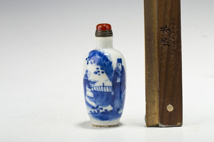 古玩陶瓷清光緒·青花人物故事紋鼻煙壺真品鑒賞圖