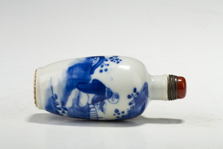 古玩陶瓷清光緒·青花人物故事紋鼻煙壺真品鑒賞圖