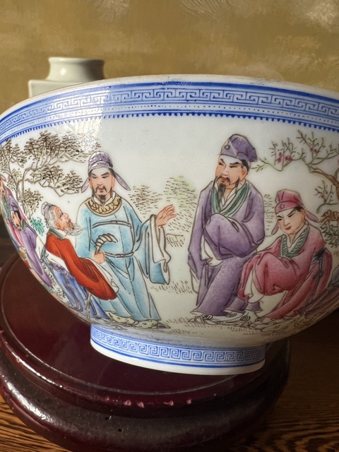 古玩陶瓷粉彩人物故事薄胎碗真品鑒賞圖