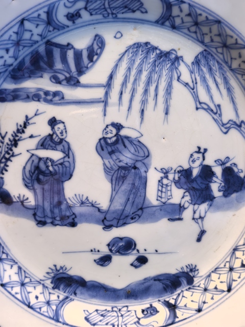 古玩陶瓷青花人物故事紋盤真品鑒賞圖