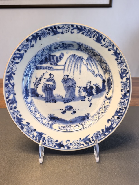 古玩陶瓷青花人物故事紋盤真品鑒賞圖