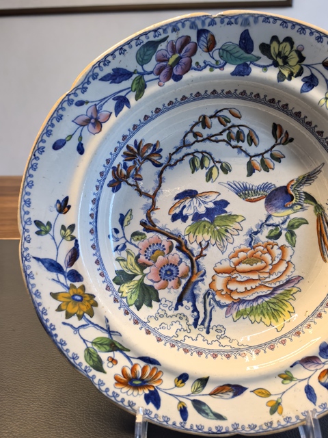 古玩陶瓷斗彩花鳥紋葵口盤真品鑒賞圖