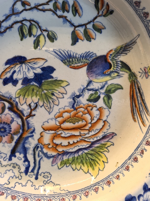 古玩陶瓷斗彩花鳥紋葵口盤真品鑒賞圖
