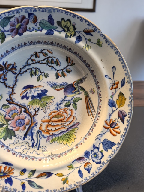 古玩陶瓷斗彩花鳥紋葵口盤真品鑒賞圖