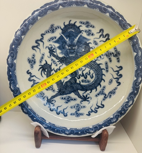 古玩陶瓷民國 青花龍紋卷口洗真品鑒賞圖
