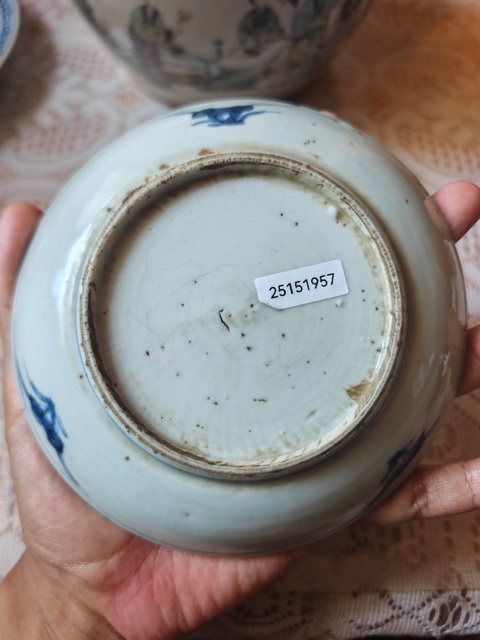 古玩陶瓷青花留白花卉紋盤真品鑒賞圖