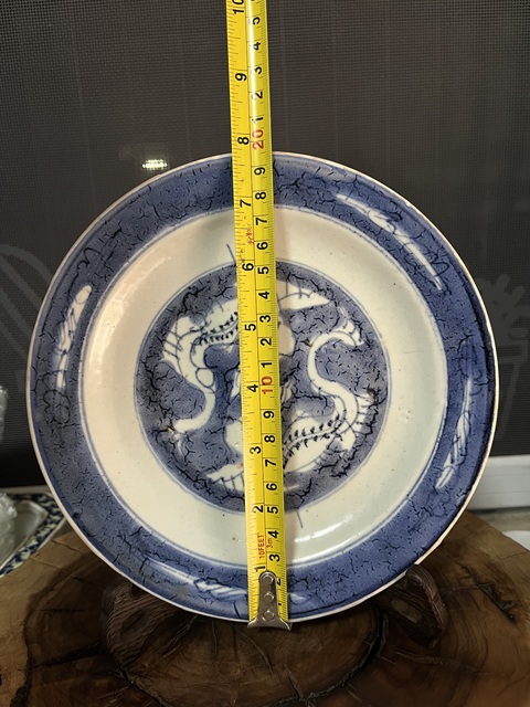 古玩陶瓷康熙青花螭龍紋折沿盤拍賣,當前價格488元