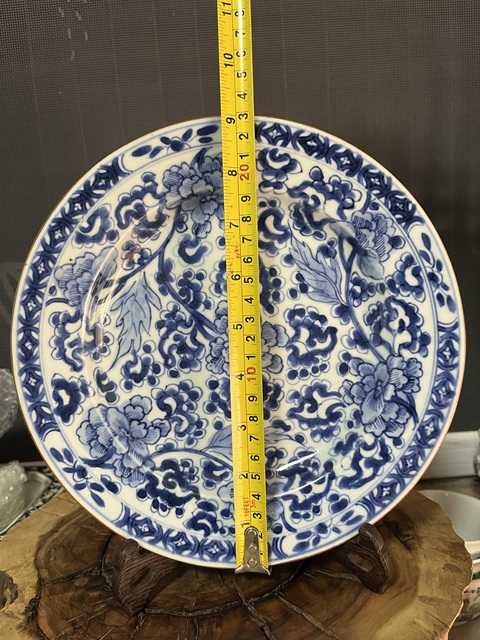 古玩陶瓷青花花卉紋折沿盤真品鑒賞圖