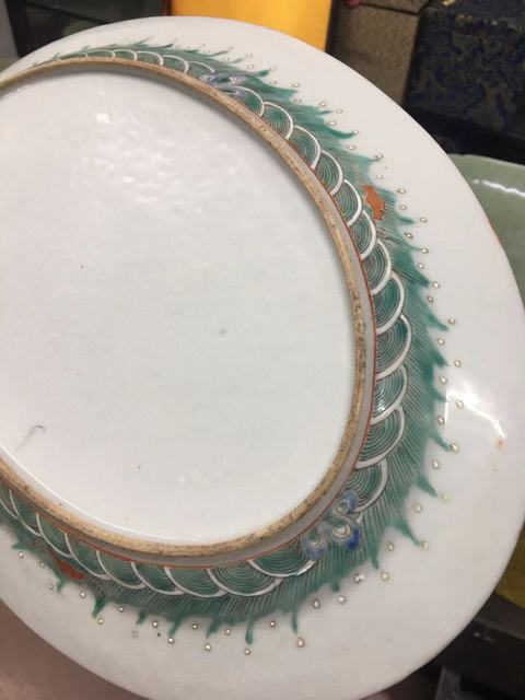 古玩陶瓷 龍紋粉彩盤真品鑒賞圖